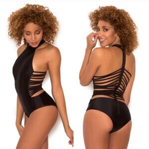 House of CB Caicos Black Ladderback One Piece Swim New with Tags XS